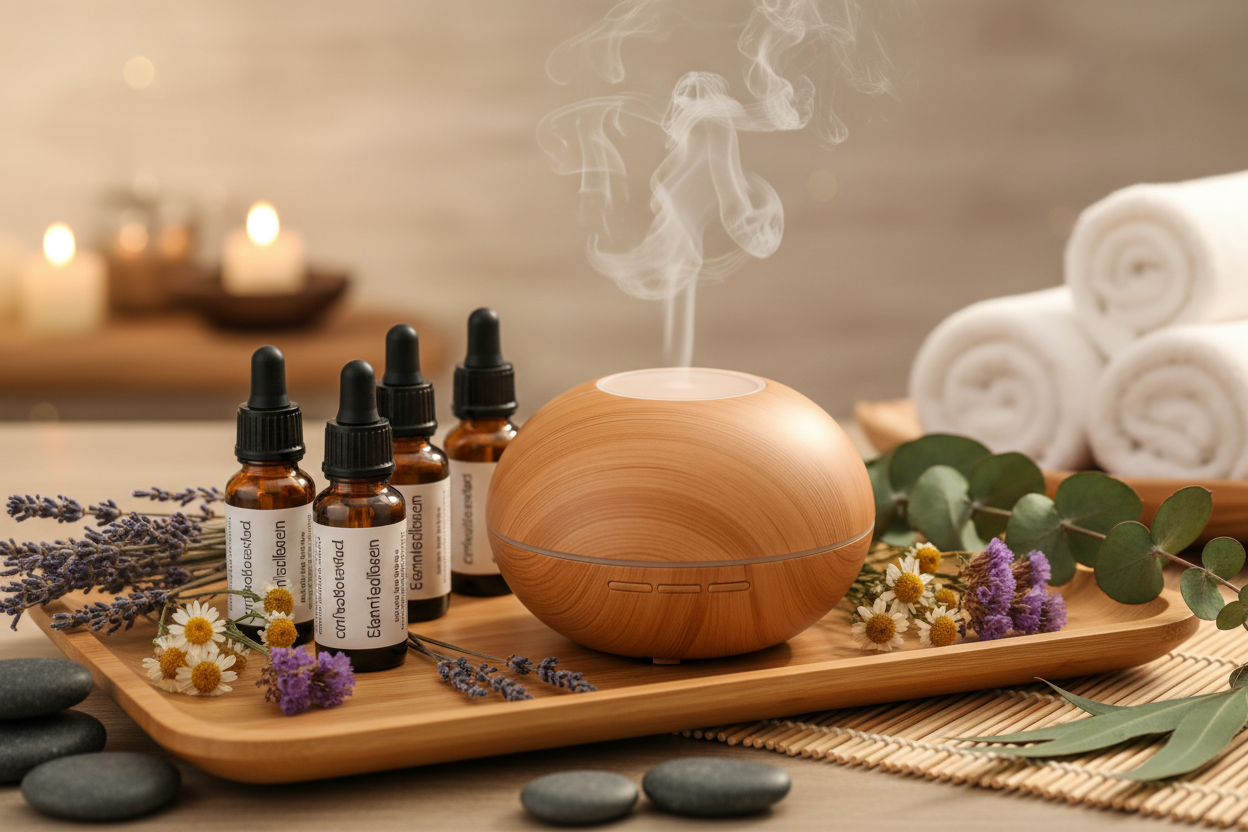 Help me generate a high quality HD image for aromatherapy for this store https://gourdrevival.com/